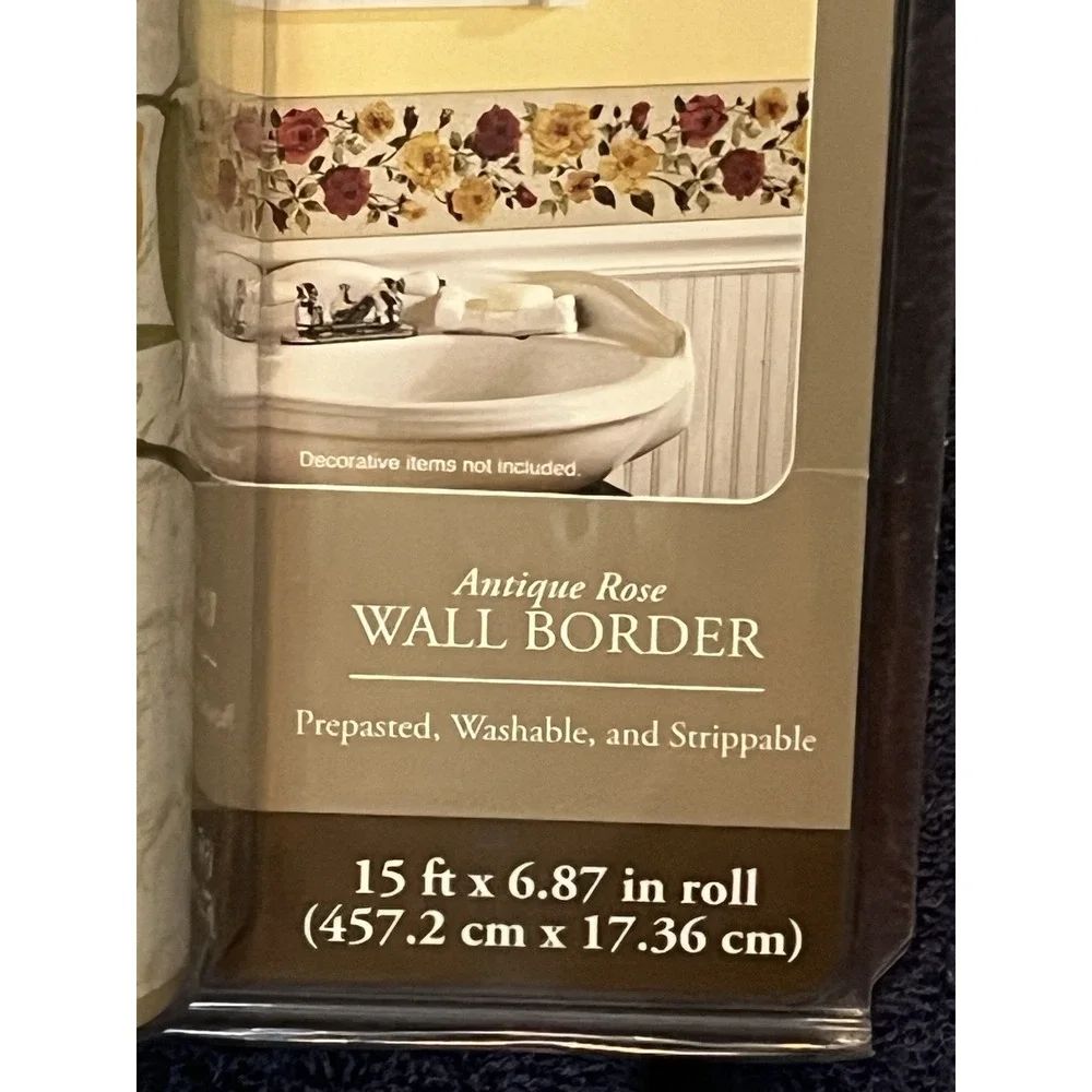 VTG Home Trends Antique Rose Lot of 3 Prepasted Washable Wall‎ Border  15'x6.87